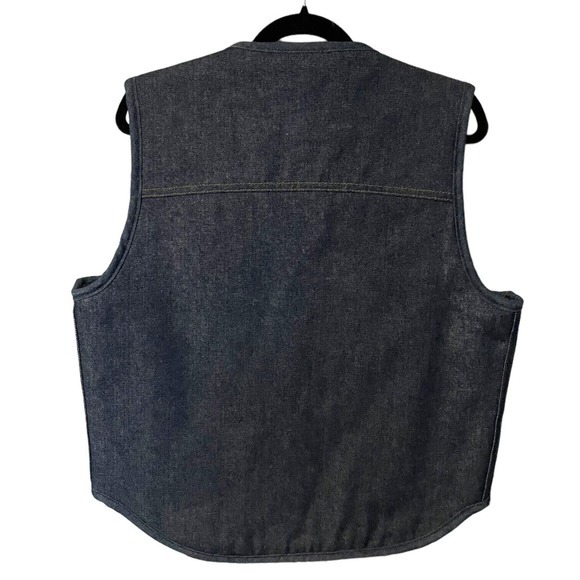 Vintage 70s 80s Roebucks Sherpa Lined Denim Vest Size Large Jean Sears Western - Picture 3 of 3